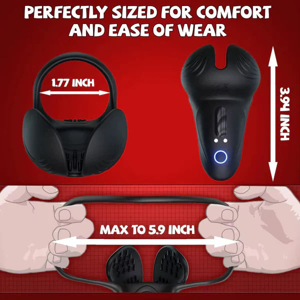 Doppel-Hodensack Penistrainer Vibrator Cockring Masturbator mit 10 Vibrationsmodi