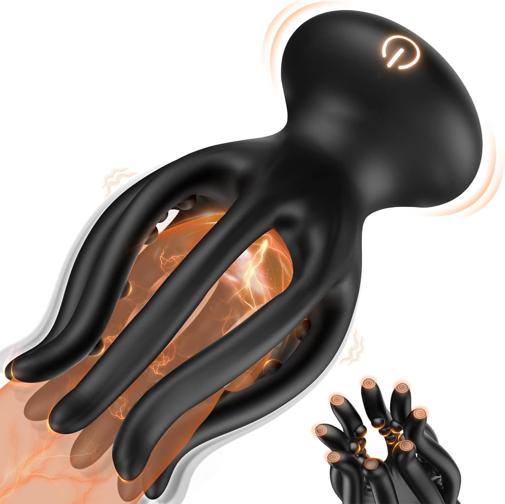 Tentacle Shaped Penis Vibrator - 10 Vibrating 360° Wrapping for Glans Clit Nipple Stimulation