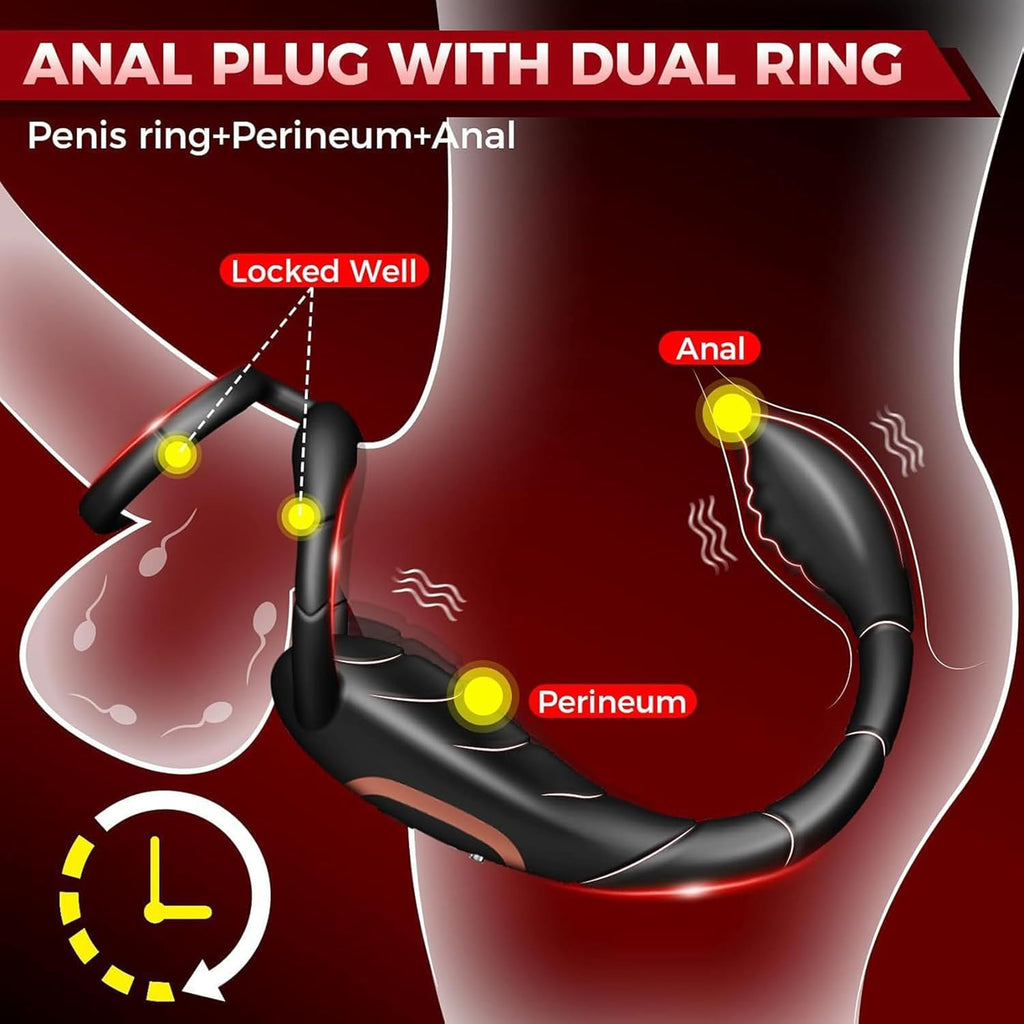 Vibrierender Penisring, Prostatamassagegerät, Analsexspielzeug, Analvibrator mit 9 Modi, Fernbedienung, vibrierender Analplug