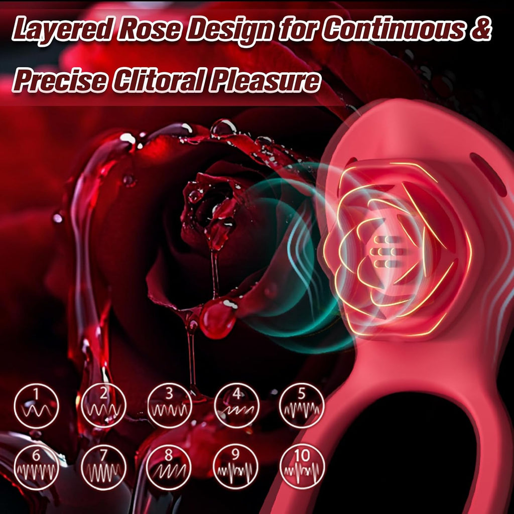 Couples Rose App Remote Control Wearable Vibrator, Couple Women Adult Sex Toys Games for Men, Hands Free Panty Clitoris Vibrator Vibrating Cock Ring, ZOOPLOU BDSM Female Sex Toy