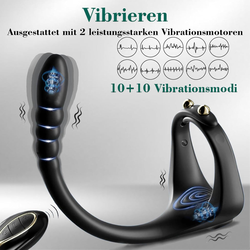 Prostata Stimulation Männer Sex Spielzeug für die Männer, Vibratorensets Analplug für männer Penisringe Vibrator Analvibratoren für mann Sexspielzeug für Paare Cockring groß mit 10 Vibrationsmodi