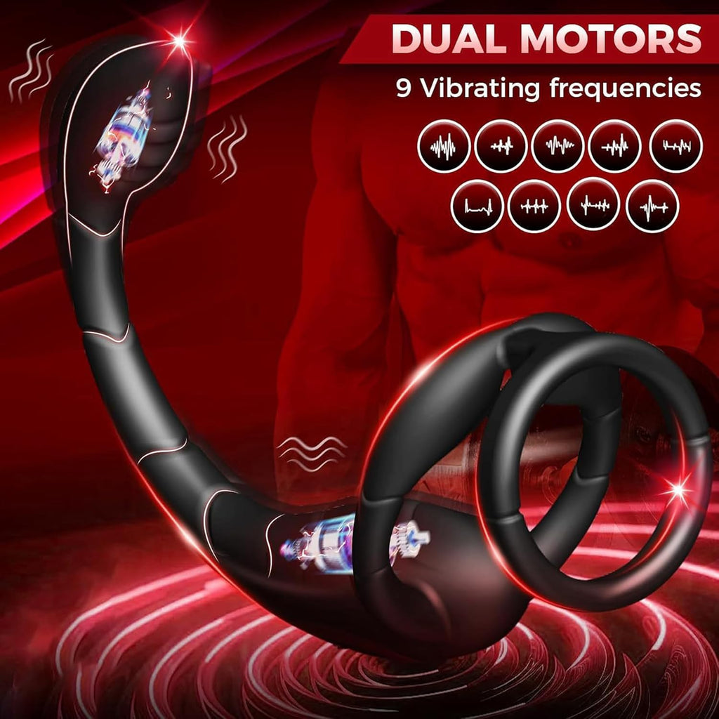 Vibrierender Penisring, Prostatamassagegerät, Analsexspielzeug, Analvibrator mit 9 Modi, Fernbedienung, vibrierender Analplug