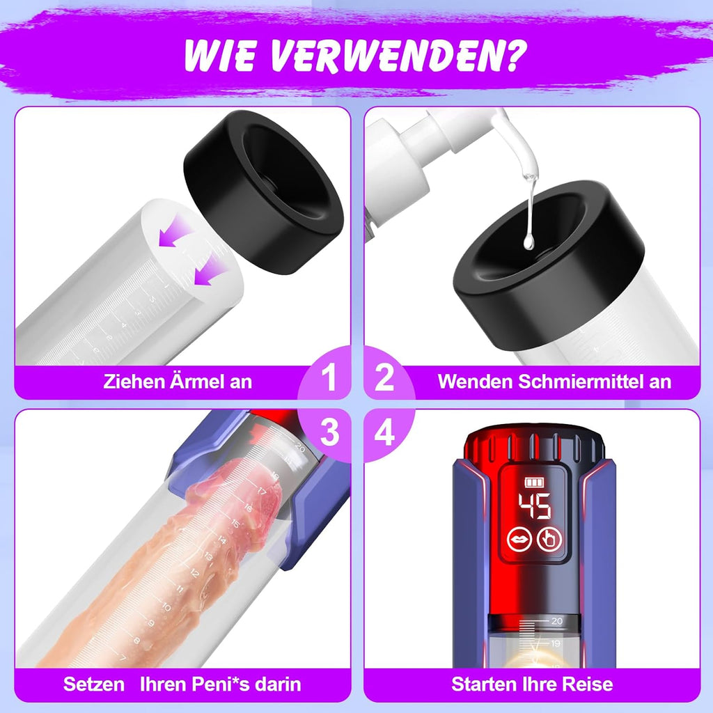 Automatic Pump for Enlargement, Sex Toy for Men, Waterproof Vacuum for Men, Masturbators with 5 Suction Strengths, Stimulator, Larger, Stronger