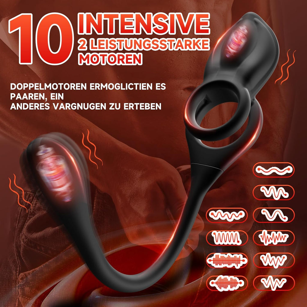 Eieffncie Penisring Sex spielzeug für Paare Extrem Sex,Dual Penis Ring Erotik Sex Spielzeug für die Männer,Sexspielzeug für Klitoris 10 Vibrationsmodi,Prostata Stimulation Männer mit Fernbedienung