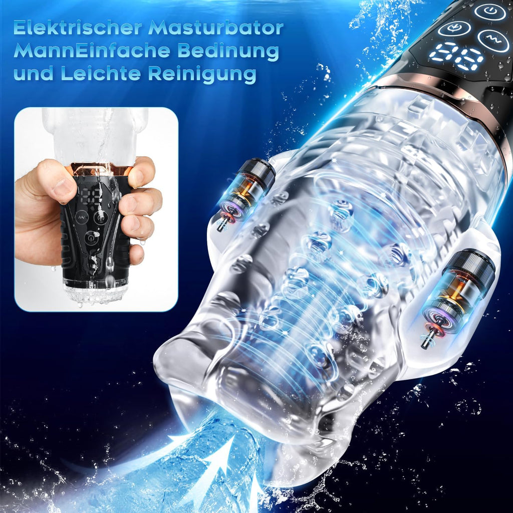 Hochfrequenz Elektrischer Masturbator Cup, 9 Vibration mit 9 Saugmodi, Sex Spielzeug für die Männer, Masturbieren für Männer solo Taschenmuschi Blowjob Penis Masturbatoren mit Vagina Pussy, Sex Toy