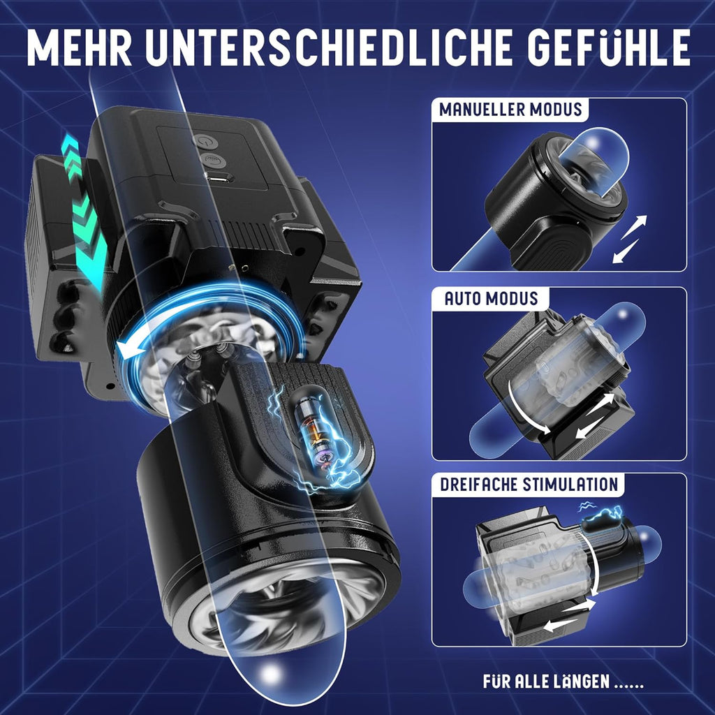 Masturbieren für Männer, Elektrischer Masturbator Sex Spielzeug für die Männer mit 7 Teleskop und Drehfunktionen 7 Vibrationsmodi, Taschenmuschi Masturbatoren Erotisches Sexspielzeug für Männer Solo