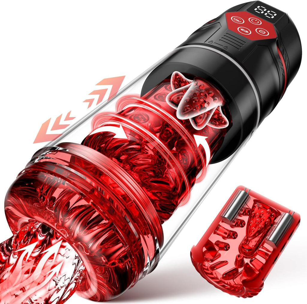 Elektrischer Masturbator Sex Spielzeug für die Männer,Masturbieren für Männer mit 7 Modi Saugen & Vibrieren & Schieben & Rotieren,Taschenmuschi Realistisch Stimulator 3D Realistischer Vagina,Sex Toy