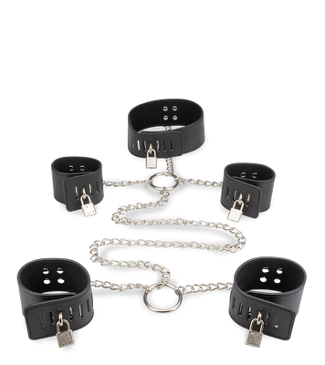 Hand- und Fußfesseln mit Halsband